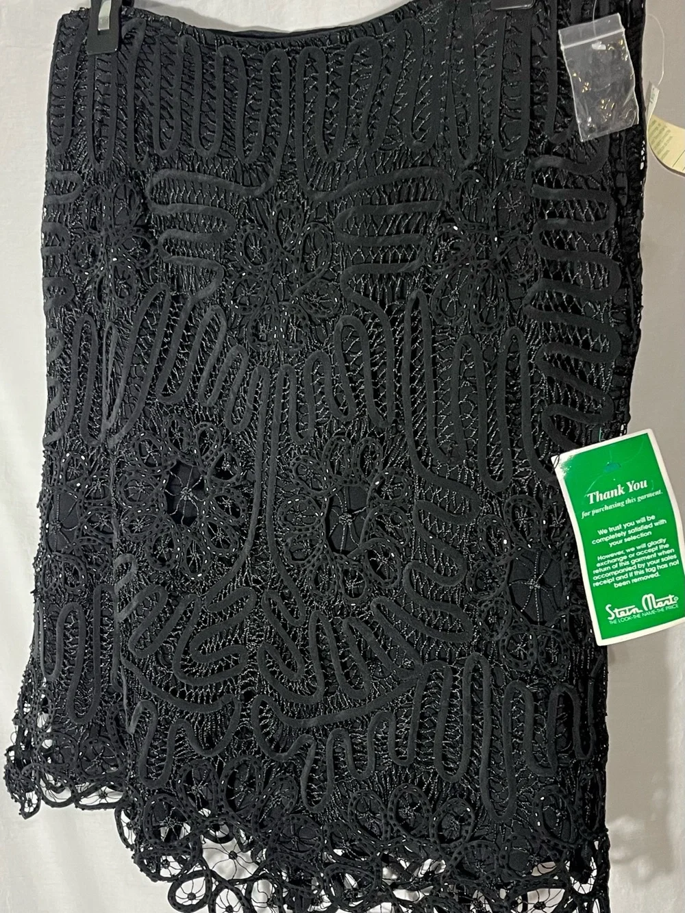 NWT! DSTUDIO Wo Sz 10 Black Crochet Silk & Beaded Skirt